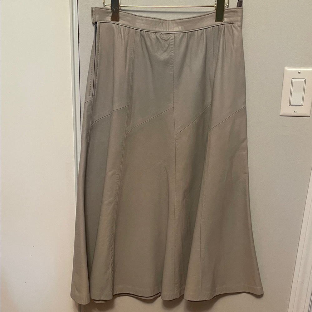 Via Condotti Gray Maxi Leather Skirt